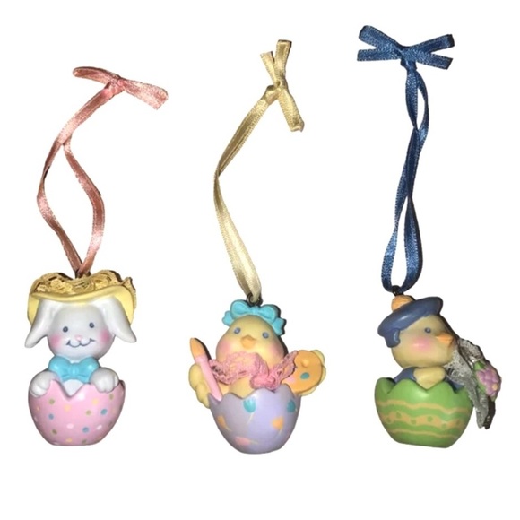 Vintage Avon Gift Collection Springtime Cuties Easter Ornament Bunny Chick Duck - Picture 1 of 6
